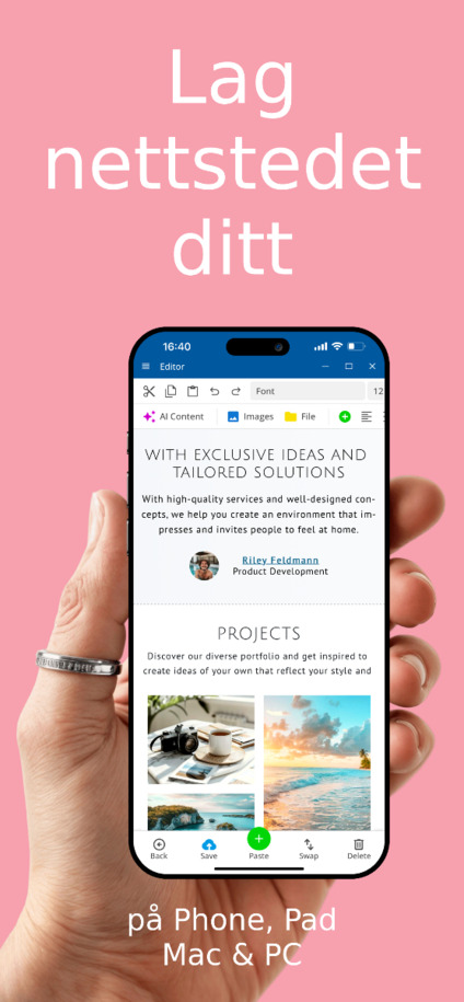 Nettstedbygger-app - Lag nettsted via app på iOS og Android – Telefonvisning