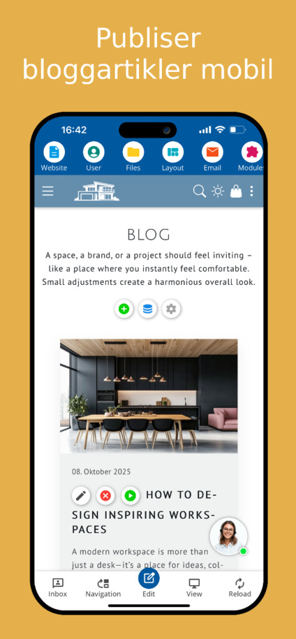 Lag og publiser blogginnlegg på mobil – appvisning