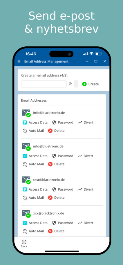 Send nyhetsbrev og e-poster via app – mobilvisning